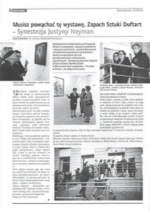 Zdjęcie z czasopisma: Artykuł o wystawie Zapach Sztuki DuftArt Synestezja Justyny Neyman