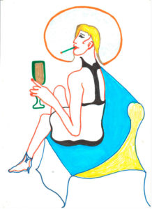 Zdjęcie pracy: Siedząca z szampanem