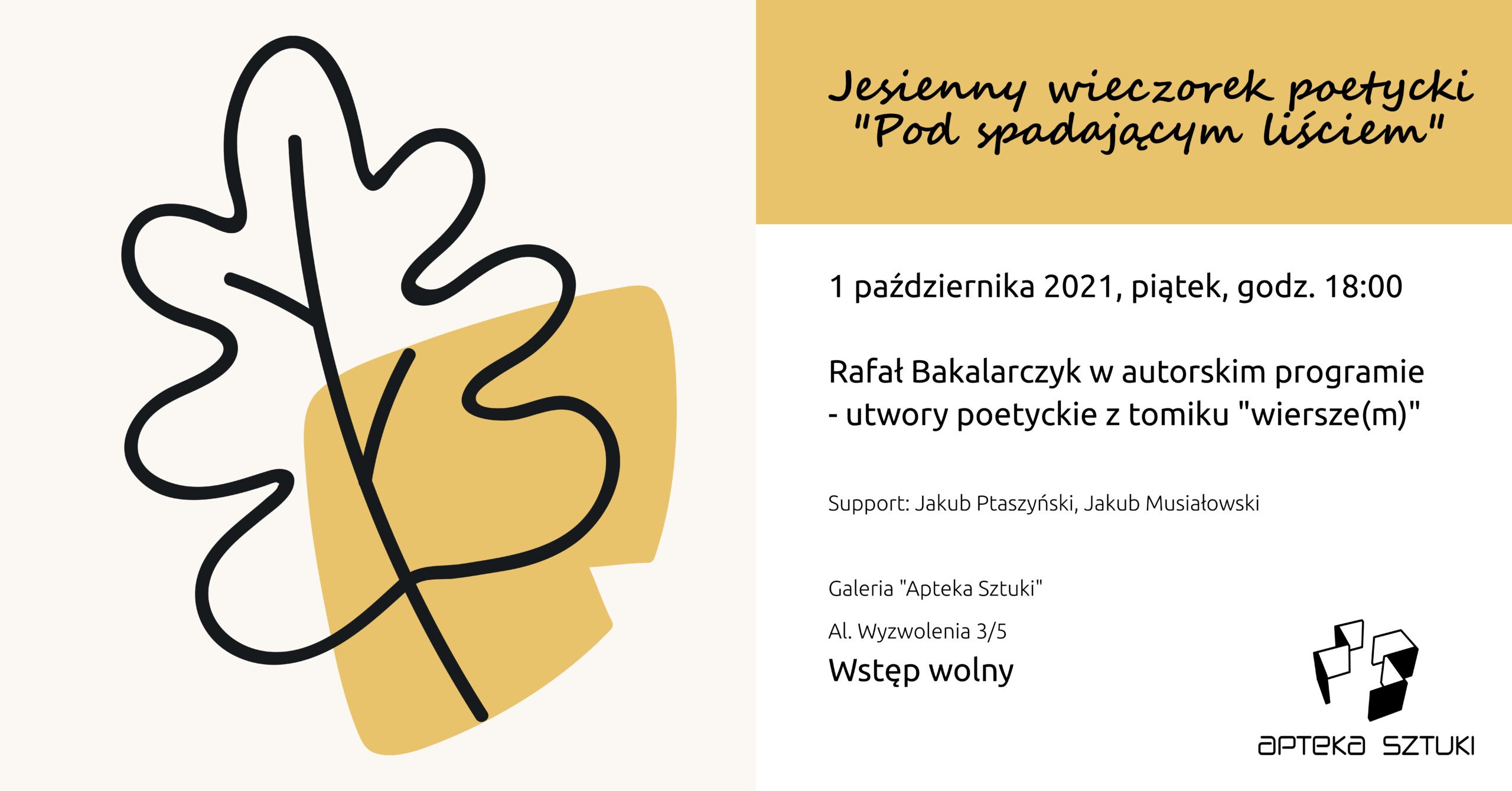 Zaproszenie na wieczór kulturalny Pod spadającym liściem