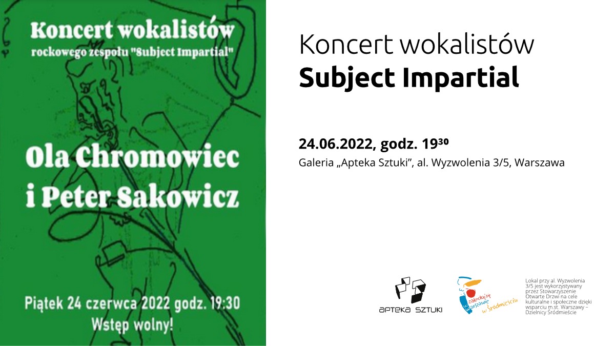 Baner na koncert wokalistów zespołu Subject Impartial