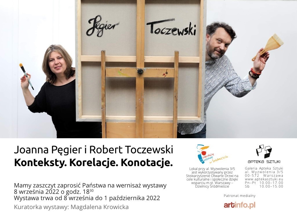 Zaproszenie na wystawę Konteksty Korelacje Konotacje Joanny Pęgier i Roberta Toczewskiego