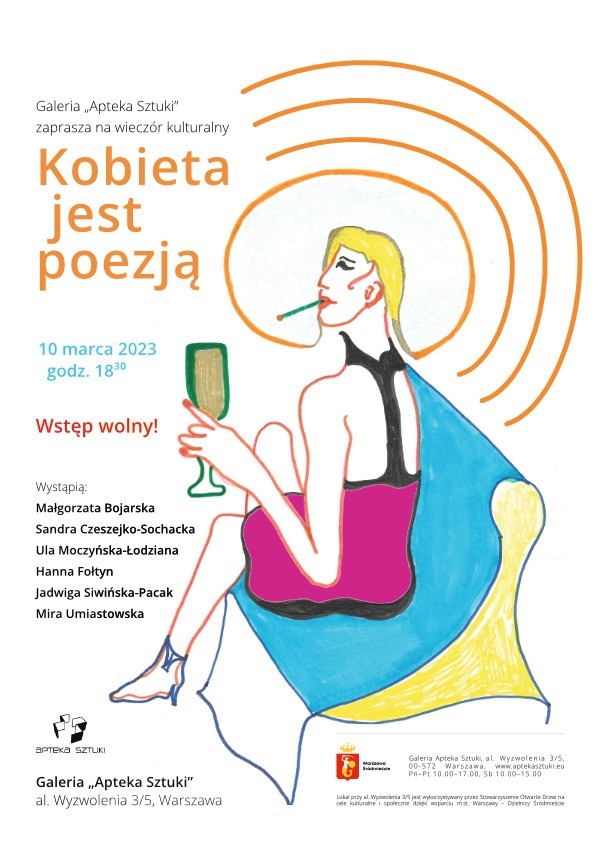 Plakat na wydarzenie kulturalne Kobieta jest poezją