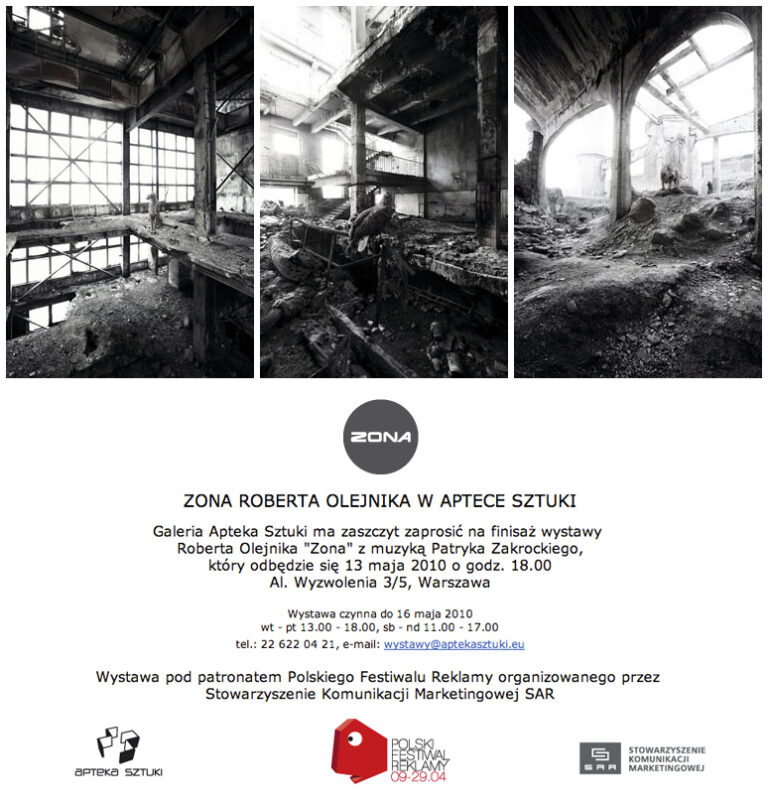 Zaproszenie na wystawę Zona Roberta Olejnika