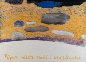 Zdjęcie pracy Wojciecha Węgrzyńskiego Wytnij z papieru dwa wróble Płyną nieba rzeki i czasteczka