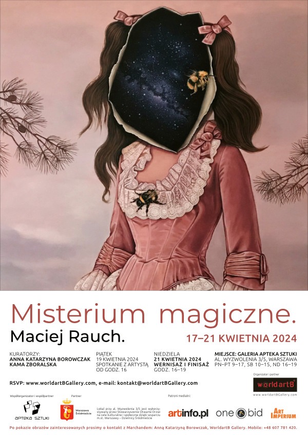 Plakat na wystawę Macieja Raucha Misterium magiczne