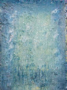 Abstrakcyjny, biało-niebieski obraz.